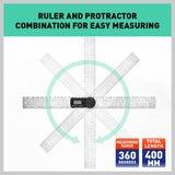 200mm Digital Angle Finder Ruler Protractor Measure Meter Stainless Steel 0-360 - Top-Down View