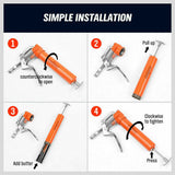 2-WAY Mini Grease Gun Manual Pistol Grip With 3OZ Cartridge Flexi Hose & Coupler - 45-Degree Angle