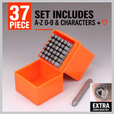 37Pcs Letter Number Stamp Punch Set DIY Hardened Ball Bearing Steel Tool 3mm - Side View
