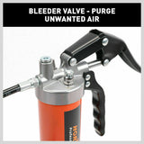 18'' Manual Pistol Grip Grease Gun Flow Pressure 4500PSI Flexi Hose & Coupler - Close-Up Angle