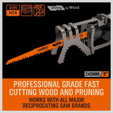 5Pc 9 / 240mm Reciprocating Saw Blades 5TPI Wood Timber Pruning Tool W/T Case - Top-Down View