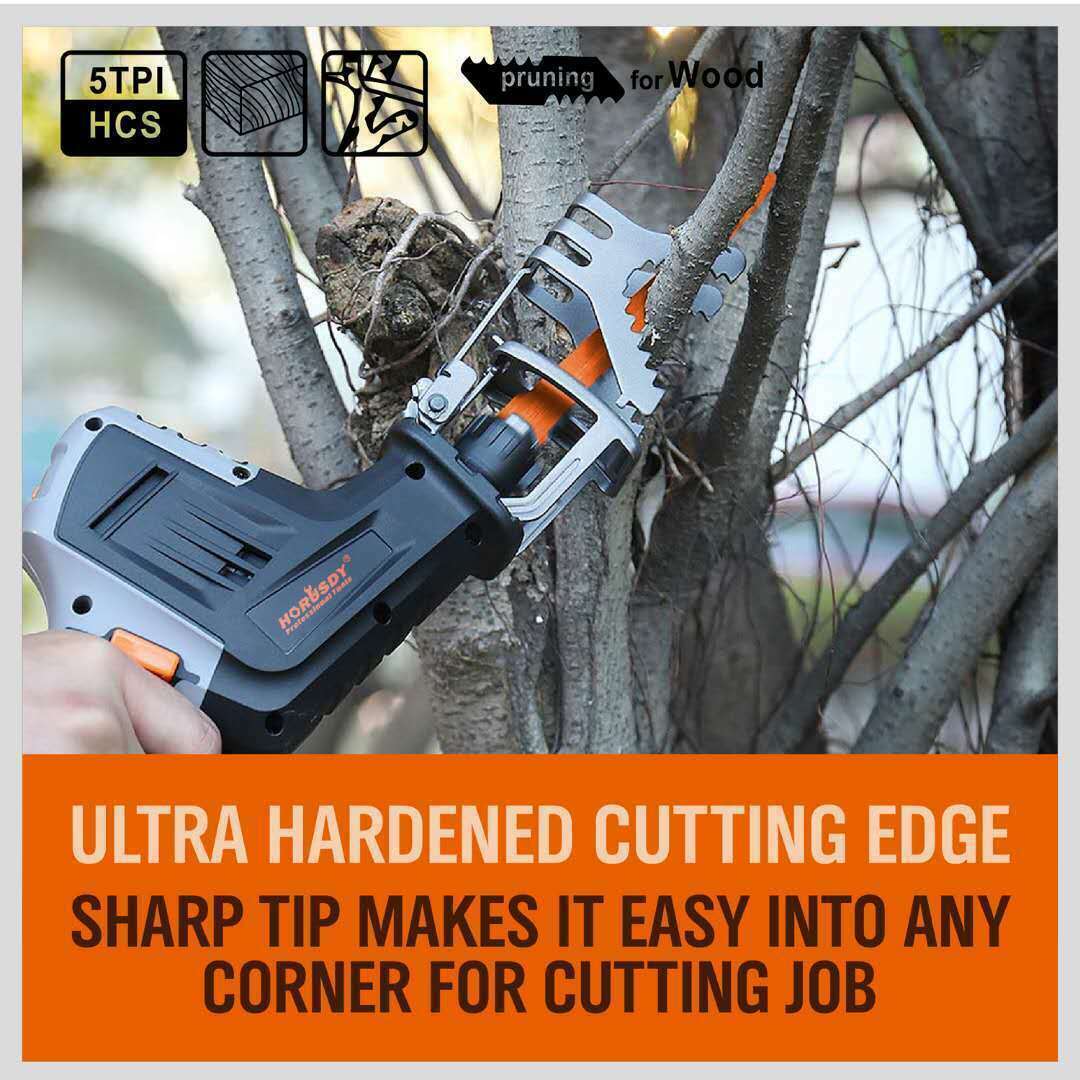 5Pc 9 / 240mm Reciprocating Saw Blades 5TPI Wood Timber Pruning Tool W/T Case