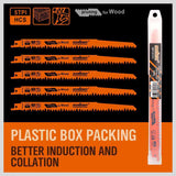 5Pc 9 / 240mm Reciprocating Saw Blades 5TPI Wood Timber Pruning Tool W/T Case - Close-Up Angle
