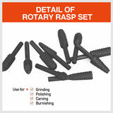10Pc Rotary Bits Set Router Drill Bit Burr Wood Rasp File Drill Bits Wood Timber - Top-Down View