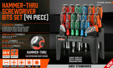 44-Piece Impact Screwdriver Set with Magnetic Bits, High Torque Hex Keys and Rack with Color Grip - Front View
