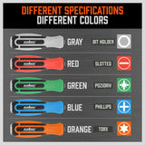 44-Piece Impact Screwdriver Set with Magnetic Bits, High Torque Hex Keys and Rack with Color Grip - Top-Down View