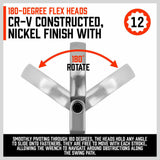 10Pc Flexible Head Ratchet Spanner Set Metric Wrench CRV With Carry Pouch 8-22MM - Rear View