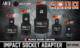 HORUSDY 5Pcs Impact Socket Adapter Set Socket Reducer 1/4  3/8 1/2 Inch Drive - Front View