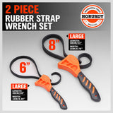 2Pc Adjustable Strap Wrench Rubber Belt Spanner Multi-Purpose Jar Opener Filter - Side View