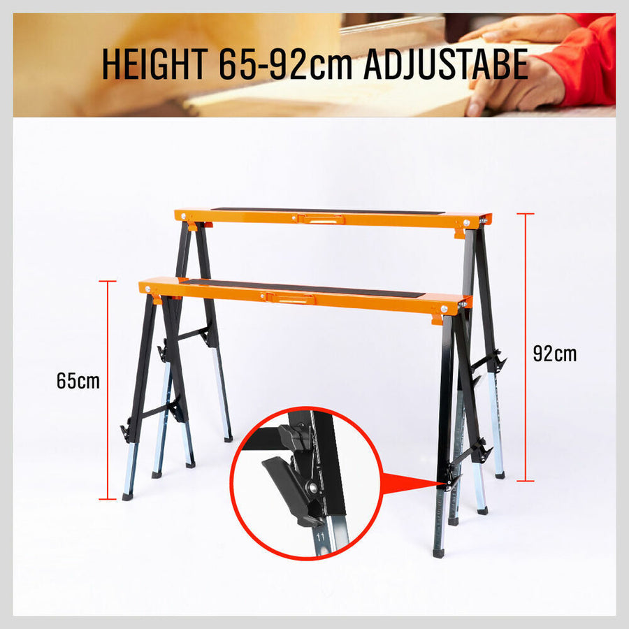 4Pc Mastercraft Sawhorse Metal Folding Non-slip Surface Saw Horse 120KG Capacity, image 6