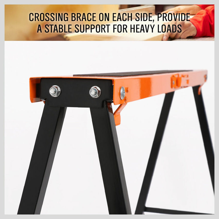 4Pc Mastercraft Sawhorse Metal Folding Non-slip Surface Saw Horse 120KG Capacity, image 8