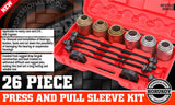 26Pc Universal Press & Pull Sleeve Kit Bush Bearing Remove LCV HGV Engines Tools - Front View