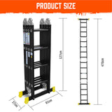 4.7M Multi Purpose Ladder Aluminium Folding Platform Extension Step Non-Slip Au - Side View