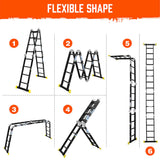 4.7M Multi Purpose Ladder Aluminium Folding Platform Extension Step Non-Slip Au - Top-Down View