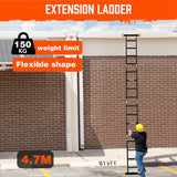 4.7M Multi Purpose Ladder Aluminium Folding Platform Extension Step Non-Slip Au - Extra Image