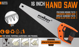 16 Hand Saw Sharp Cut Wood Plastic Cutting Heavy Duty Crosscut Saw 505mm Long - Front View