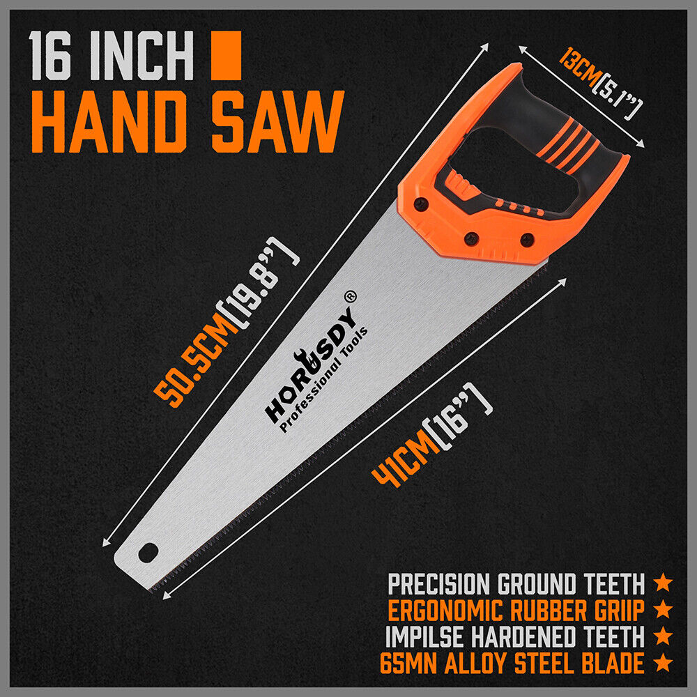 16 Hand Saw Sharp Cut Wood Plastic Cutting Heavy Duty Crosscut Saw 505mm Long