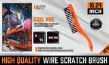 260mm Stanless Brush Anti-Slip Handle Scratch Paint Cleaning Rust Remove New - Front View