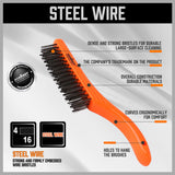 260mm Stanless Brush Anti-Slip Handle Scratch Paint Cleaning Rust Remove New - Top-Down View