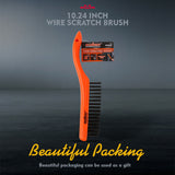 260mm Stanless Brush Anti-Slip Handle Scratch Paint Cleaning Rust Remove New - Close-Up Angle