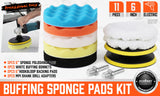 11Pc 6 Buffing Waxing Polishing Pads Kit Sponge Pad Set For Car Polisher Drill - Front View