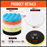 11Pcs 6 Buffing Waxing Polishing Pads Sponge Pad Set For Car Polisher Drill - Top-Down View