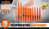 10Pc Reciprocating Saw Blades Set For Wood Metal Timber Demolition Cutting Tool - Front View