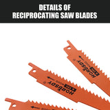 10Pc Reciprocating Saw Blades Set For Wood Metal Timber Demolition Cutting Tool - Rear View