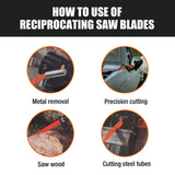 10Pc Reciprocating Saw Blades Set For Wood Metal Timber Demolition Cutting Tool - Low Angle