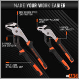 2Pc Groove Joint Pliers 8 & 10-inch Multi Grip Non-Slip Heavy Duty Pipe Wrench - Rear View