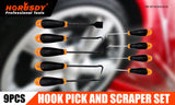 9pc Hook and Pick Tool Set Scraper ,Large Full & Small Mini Size Non-slip Handle - Front View