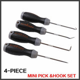4Pc Pick Hook Set O Ring Oil Seal Remover Non-Slip Rubber Handle Red Local Stock - Front View