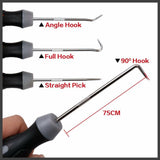 4Pc Pick Hook Set O Ring Oil Seal Remover Non-Slip Rubber Handle Red Local Stock - 45-Degree Angle