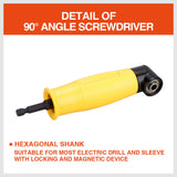 Right Angle Drill Attachment 90° Degree Drill Adapter 1/4 Drive Key Adaptor New - Side View