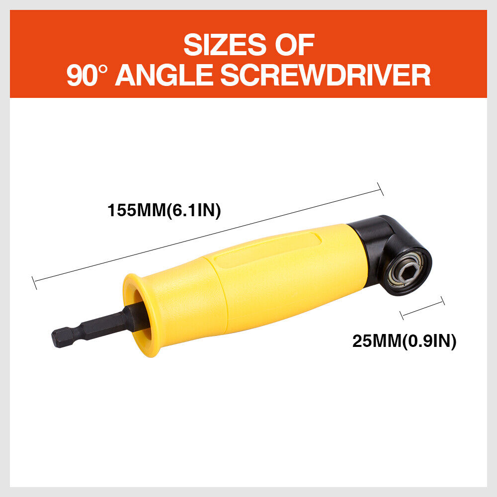 Right Angle Drill Attachment 90° Degree Drill Adapter 1/4 Drive Key Adaptor New