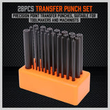 28x Center Transfer Punches Set Machinists Tool Punch Stand Heat Treated Steel - Side View