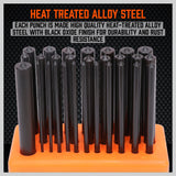 28x Center Transfer Punches Set Machinists Tool Punch Stand Heat Treated Steel - Top-Down View