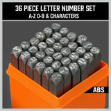 36Pc 6mm Number & Capital Letter Stamp Set Punches Metal Plastic Wood Leather - Top-Down View