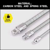 3PC Flexible Socket Extension Bars Shaft Set 1/2 1/4 3/8 Drive 10 8 6 Long