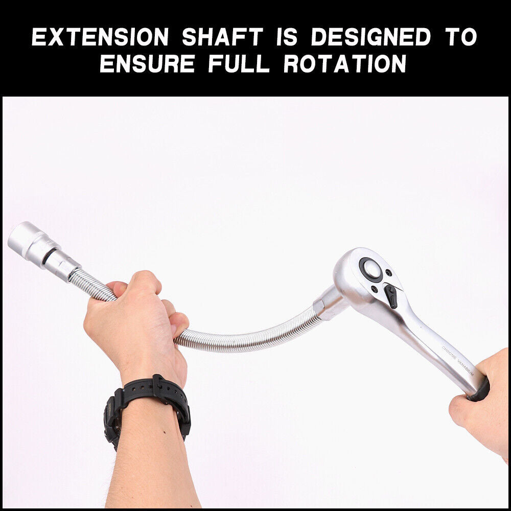 3PC Flexible Socket Extension Bars Shaft Set 1/2 1/4 3/8 Drive 10 8 6 Long