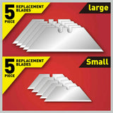 2Pc Folding Utility Knife Aluminium Handle & 10 Spare Stanley Blades Craft New - 45-Degree Angle