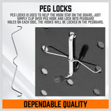 142Pc Pegboard Hooks Set Peg board Hanger Assortment Storage Trays Organizer Bin - Rear View
