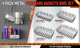 4Pc Pegboard Baskets Set Storage Bins Peg Board Organizer 4 Size Display Hangers - Front View