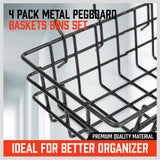 4Pc Pegboard Baskets Set Storage Bins Peg Board Organizer 4 Size Display Hangers - Top-Down View
