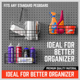 4Pc Pegboard Baskets Set Storage Bins Peg Board Organizer 4 Size Display Hangers - 45-Degree Angle