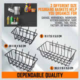 127Pc Pegboard Hooks Set Storage Baskets Organizer Hanger Inc. 4 Small Peg Board - Close-Up Angle