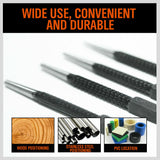 4Pc Nail Punch Set Heavy Duty Solid Steel Hole Punching Leather Gasket 0.8-3.2mm - 45-Degree Angle