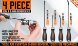 4Pc Seal & O-Ring Removal Set Spoon Tip Removing Heavy Grip Handle Auto Tools - Front View