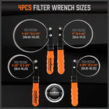5Pc Oil Filter Wrench Set Swivel Grip Steel Belt Spanner Universal Filter Remove - Top-Down View