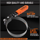 5Pc Oil Filter Wrench Set Swivel Grip Steel Belt Spanner Universal Filter Remove - Rear View